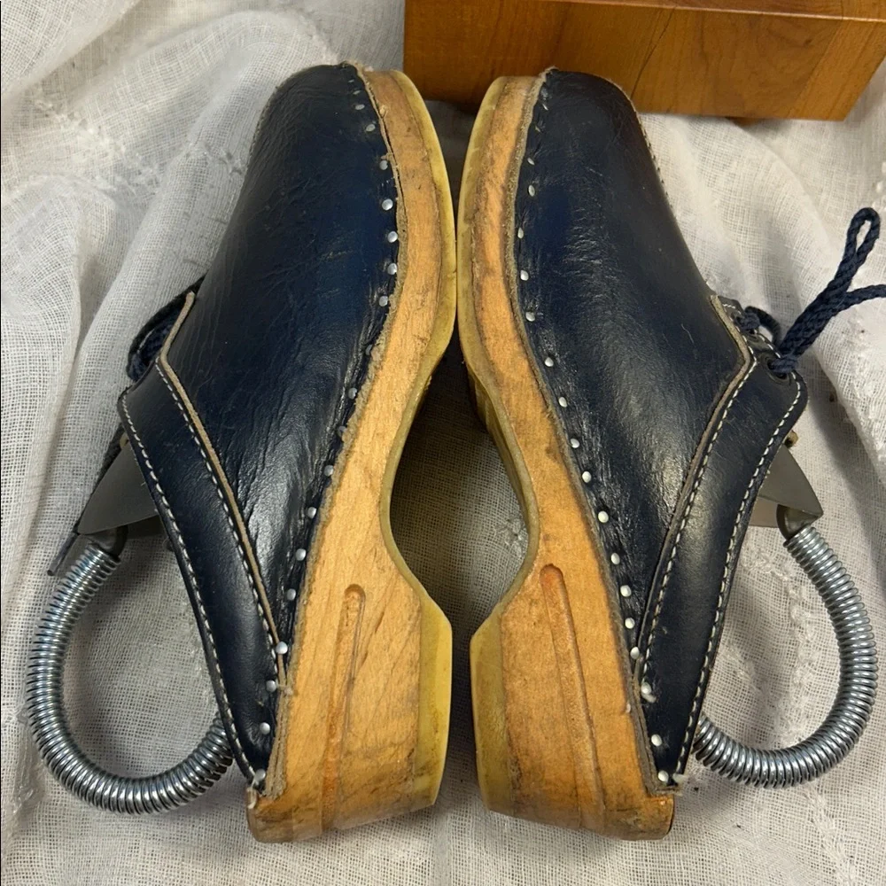 Made in Sweden leather and wood children’s clogs